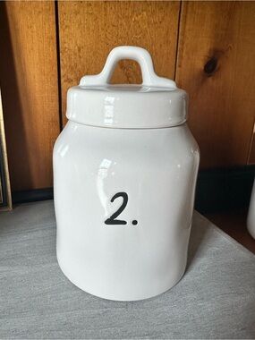 Rae Dunn White Ceramic Numbered Canister (2)